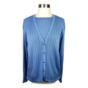 Vintage Alfred Dunner Blue Knit Combination Top & Cardigan